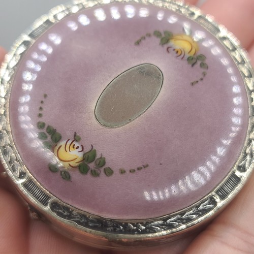 Vintage Art Deco Compact Purple Enamel Guilloche - Picture 6 of 14