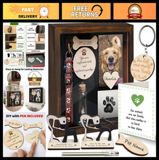 Pet Memorial Shadow Box 8.6'' Rustic Picture Frame Paw Print Kit Gift for