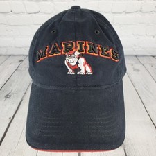 Marines Semper Fi Black Bulldog Hat Cap Embroidered Adjustable Strap Back