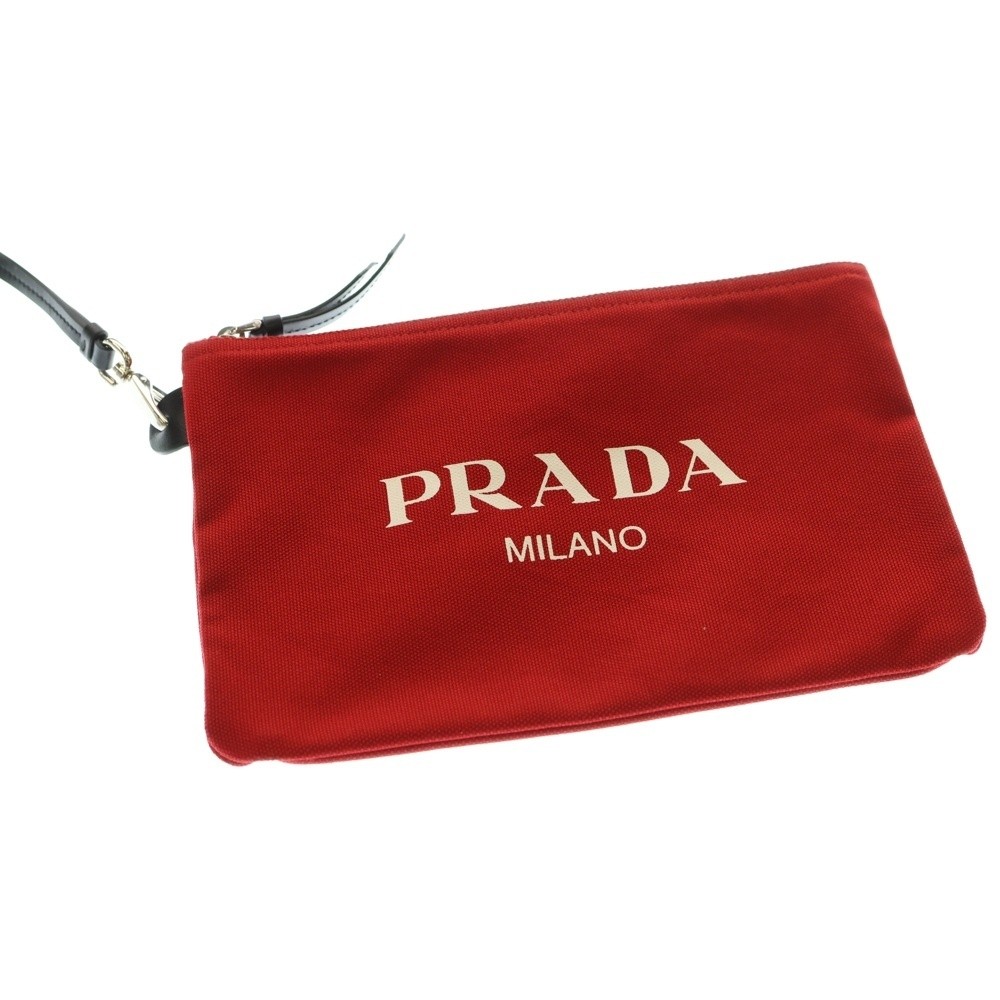 PRADA Canapa M 2WAY Handbag Shoulder Bag Red Canvas Gold Hardware from japan thumbnail 5