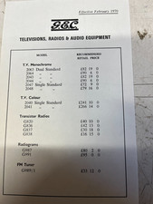 GEC TRADE PRICE LIST FEB 1970 SHACK/WALL ART