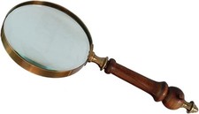 10X Handheld Magnifying Glass Lens, Antique Brass Magnifier, Fine Print Brown