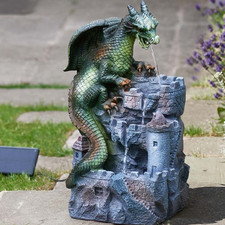 Solar Water Fountain Large Outdoor Dragon Ornament Garden Cascade Water Feature