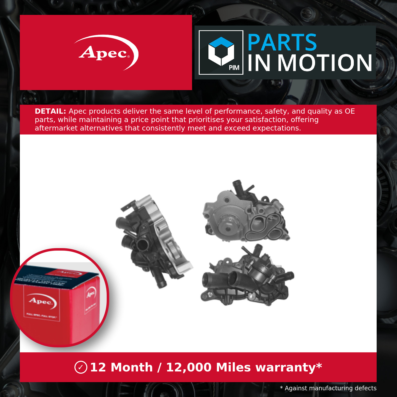 Water Pump fits VW SCIROCCO Mk3 1.4 13 to 17 CZCA Coolant VOLKSWAGEN Apec New - Image 5