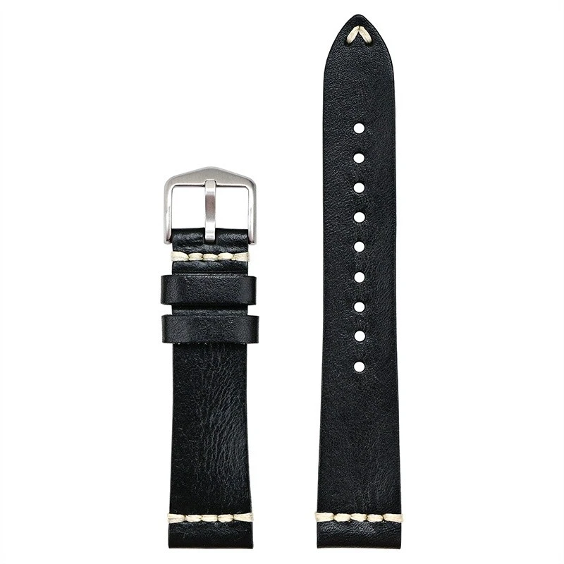 Leather Watch Band Stitch Vintage Effect Replacement For Omega 20/22/24mm Strap
