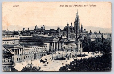 Antique Austria Postcard VIENNA Parliament  Rathaus 1917