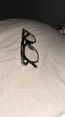 Black Square Full Rim Plastic Eyeglass Frames with Silver Decorative Hinges