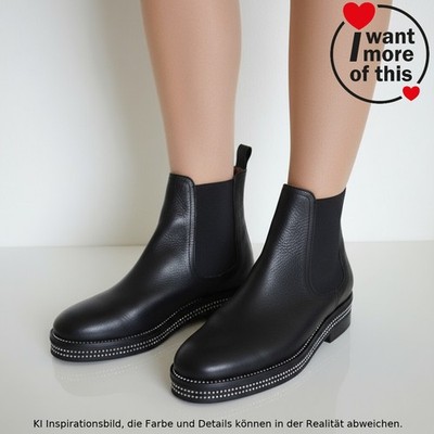 RAS Raso · Leder Stiefeletten · Boots · Crystal Steine · black · Gr. 40 · Luxus