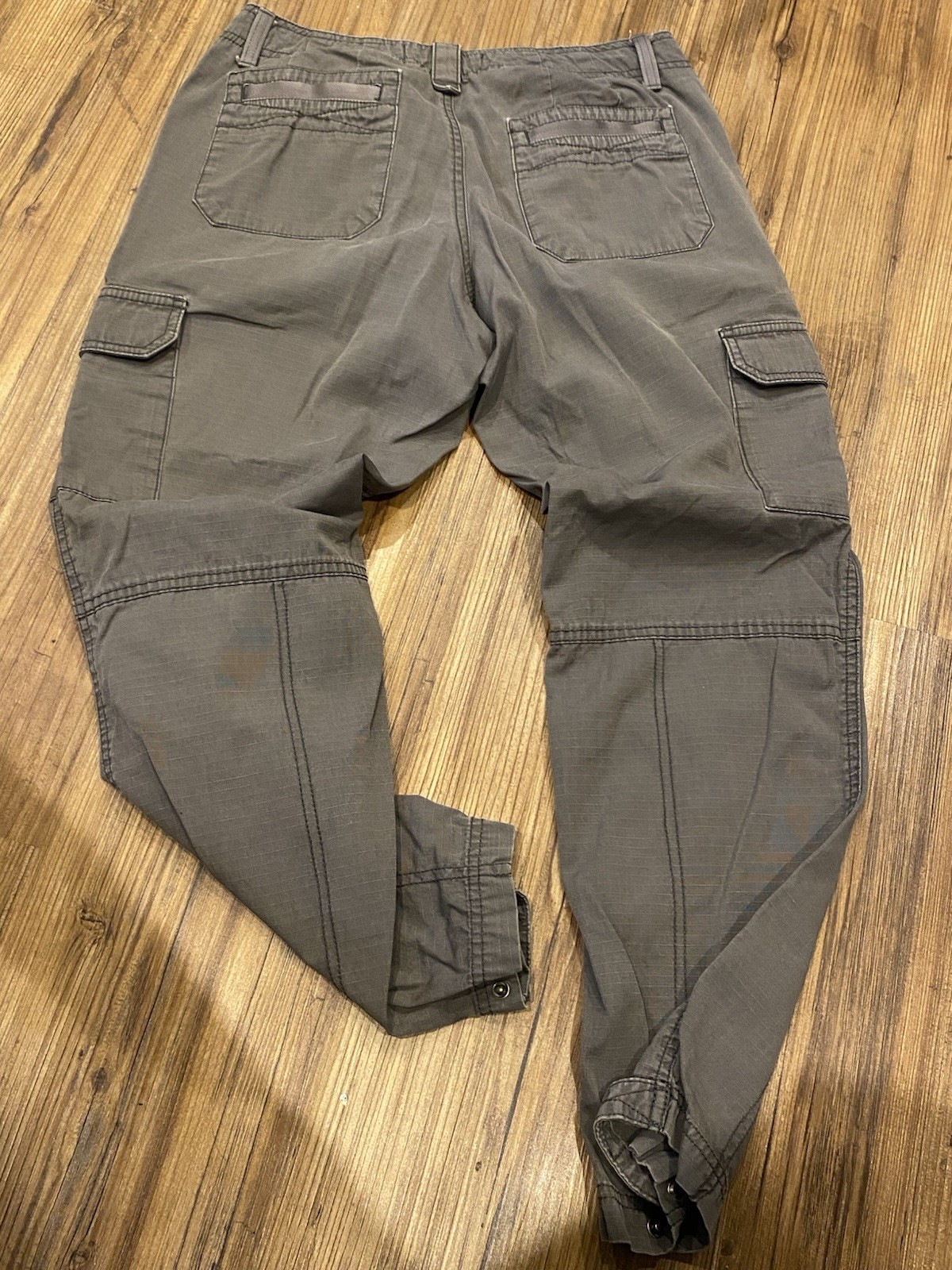 VINTAGE Eddie Bauer Gray Ripstop Fleece Lined Cargo Hiking Pants Sz 6 Petite image 8