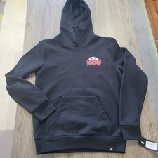 Adidas Boys Soccer Graphic Fleece Pullover Hoodie, Size L 14/16 Black