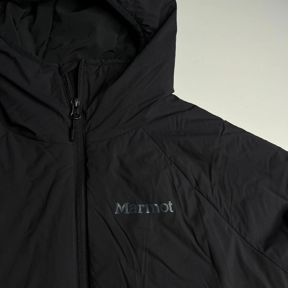 Marmot Black Insulated Hooded Jacket Men’s L Lightweight Warm Ripstop Nylon - Image 4 of 4