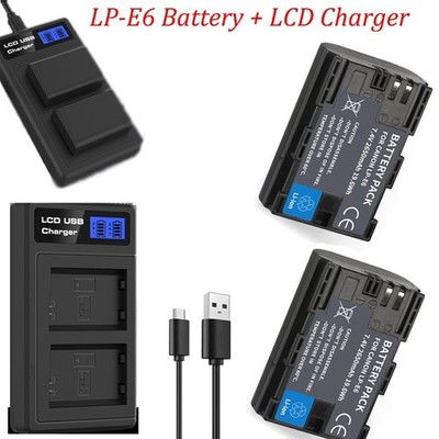 LP-E6 LP-E6N Battery LCD Charger For Canon EOS 5D Mark II/III/IV EOS 6D 7DBG-E9#