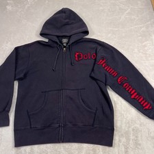 Vintage Y2K Polo Jeans Co Hoodie Mens Medium Blue Faded Sweatshirt Ralph Lauren