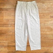 Vintage Woven High Waist Pants Size XL 32-33" Waist 1990s Beige/Oatmeal Pleated