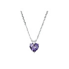 Genuine Amethyst Heart Solitaire Pendant Necklace in Solid Sterling Silver