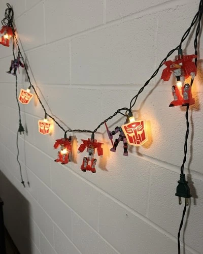 Vintage Transformers G1 Style String Lights - Autobot Logo & Figures Rare Hasbro