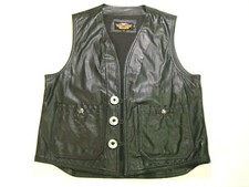 HARLEY DAVIDSON * USA MADE * LIGHTWEIGHT BLACK LEATHER VEST MENS MEDIUM MED 106