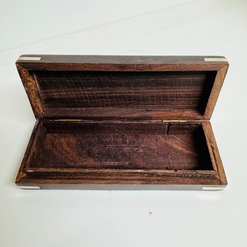 Vintage Unusual Wooden Box/Case Brass Darts Inlay Pencil Box - Picture 6 of 6