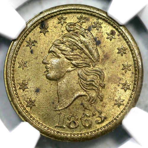 1863 F-1/229b NGC MS 63 OUR COUNTRY Civil War Token