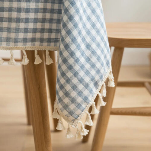 Mantel rectangular clásico a cuadros con borla picnic guinga algodón mantel - Imagen 30 de 32