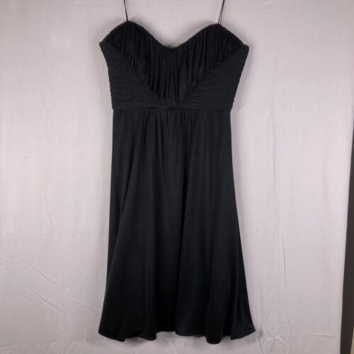 Little Black Dress Silk LBD Size S/P Black Elie Tahari Pleat Bodice Lined Prom