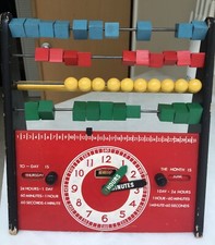 Brio Wooden Abacus  Clock Calendar Educational Toy 1960's SWEDEN TLC needed