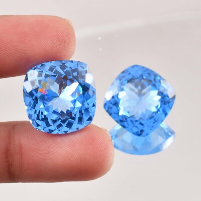 1 Pair 9x9 MM Natural Blueish AQUAMARINE Cushion Cut Loose Gemstone Certified