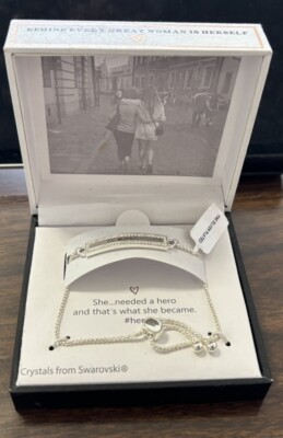 #hero Swarovski Crystals She Rocks! Silver Plated Slide Chain Bracelet In Box