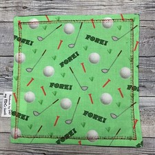 EDC HANK W/MICROFIBER BACK 8 - GOLF THEME CLUBS BALLS TEES GRASS HANDKERCHIEF