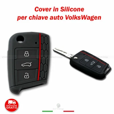 1NEISMARTECH GUSCIO COVER SILICONE PER CHIAVE TELECOMANDO TRE TASTI AUTO VOLKSWAGEN GOLF POLO
