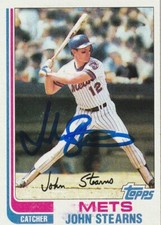 JOHN STEARNS  NEW YORK METS  SIGNED 1982 TOPPS CARD #743