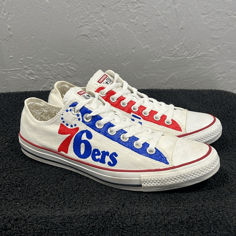 Custom CONVERSE Chuck Taylor x Philadelphia 76ers Sneakers -RARE- Sz 10 - EUC thumbnail 3