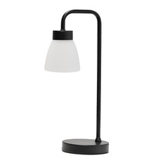 Table Lamp Arch Black Vintage Industrial with Jasmin Opal Glass Shade