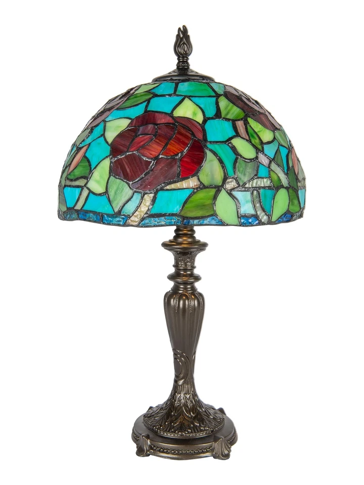 Dale Tiffany Traditional Tiffany Style Table Lamp 19.5" Tall Saros Rose Antiq... - Image 3 of 4