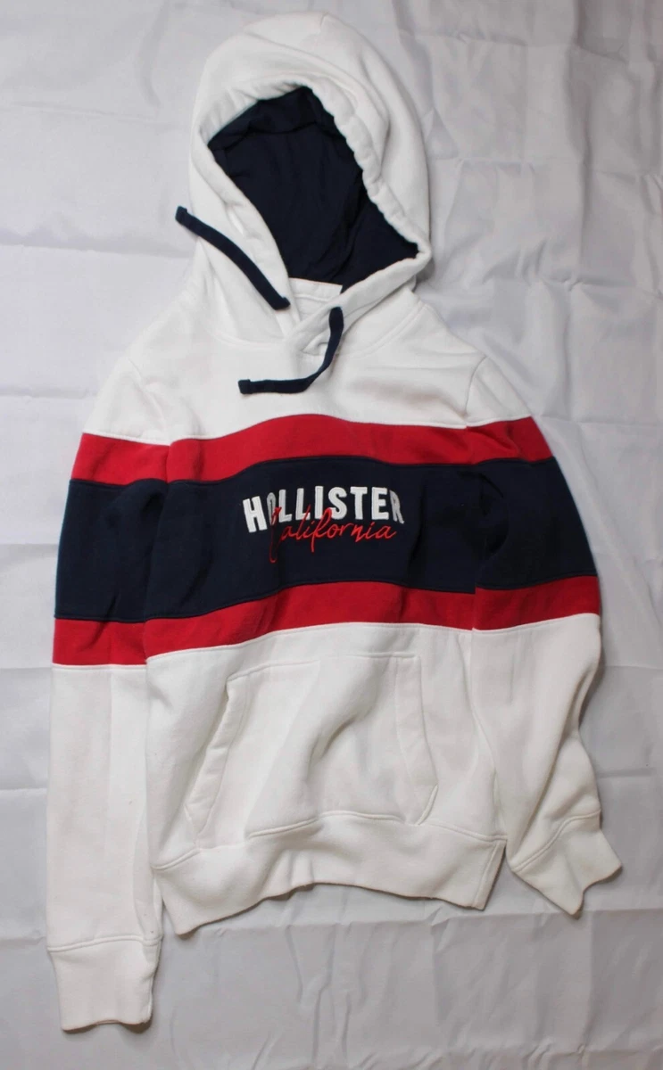 White sweatshirt with red and hotsell blue stripe