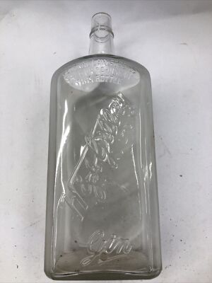 Vintage H A Gilley Gin Bottle Empty Frosted Sides Lamp Project Hole Drilled Ebay