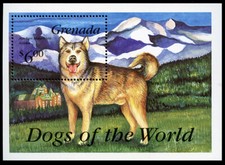 ALASKAN MALAMUTE HUSKY DOG POSTAGE STAMP MINI SHEET GRENADA 1993 "Mint"