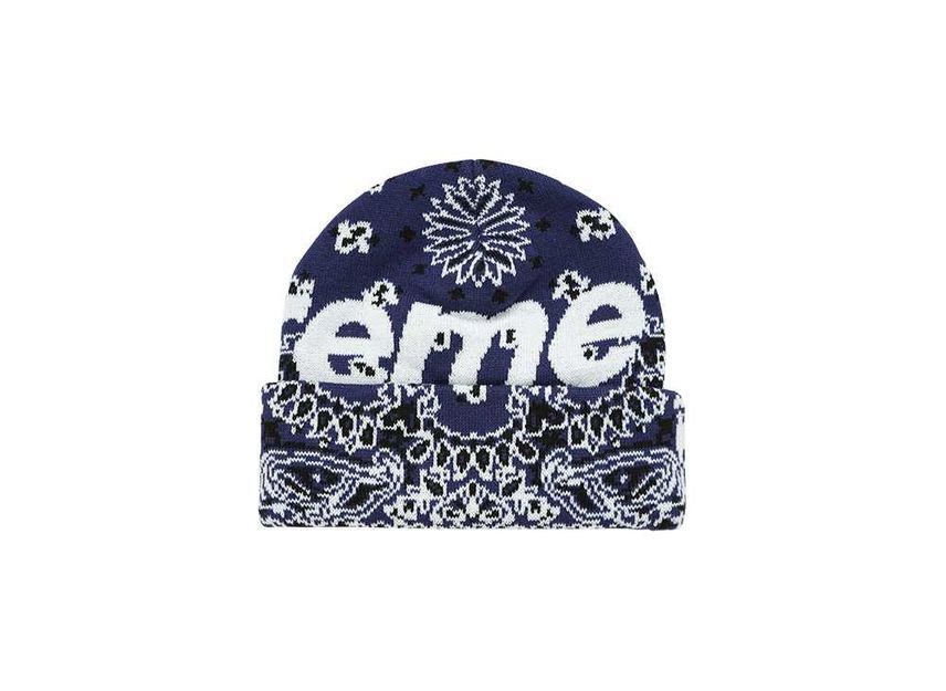 Supreme Bandana Big Logo Beanie Blue | eBay