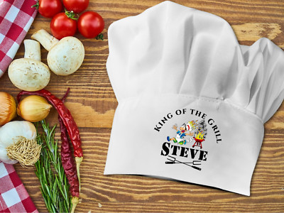 Personalisierte Kochmütze ''''König des Grills'''' Erwachsene Neuheit Polyester BBQ Kochmütze