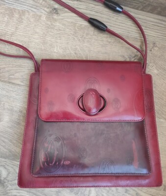 Cartier バーガンディ レザー バッグ VINTAGE CARTIER Burgundy Leather Shoulder Womens Bag | eBay