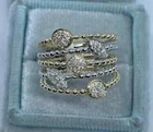 1.10Ct Round Cut Real Moissanite Unique Engagement Ring 14K Yellow Gold Plated