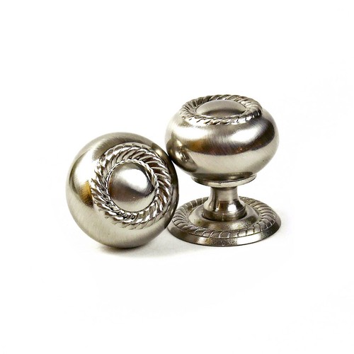 CLEARANCE Rope Knob *Brushed Nickel* Kitchen Bath Cabinet Round Pull Handles - Picture 2 of 7