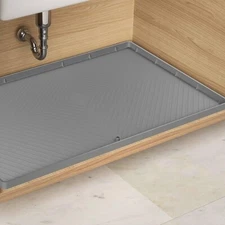 Under Kitchen Sink Mat with Towel Set 34”x22”x1” - Grey