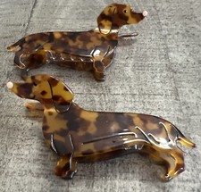 DACHSHUND Dog Set of 2 Pink Linen Stay Paws-sitive Hair Claw Clips NEW