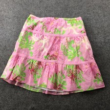 Lilly Pulitzer Skirt Girls 12 Pink Floral Print Elastic Waist Beach Summer Youth