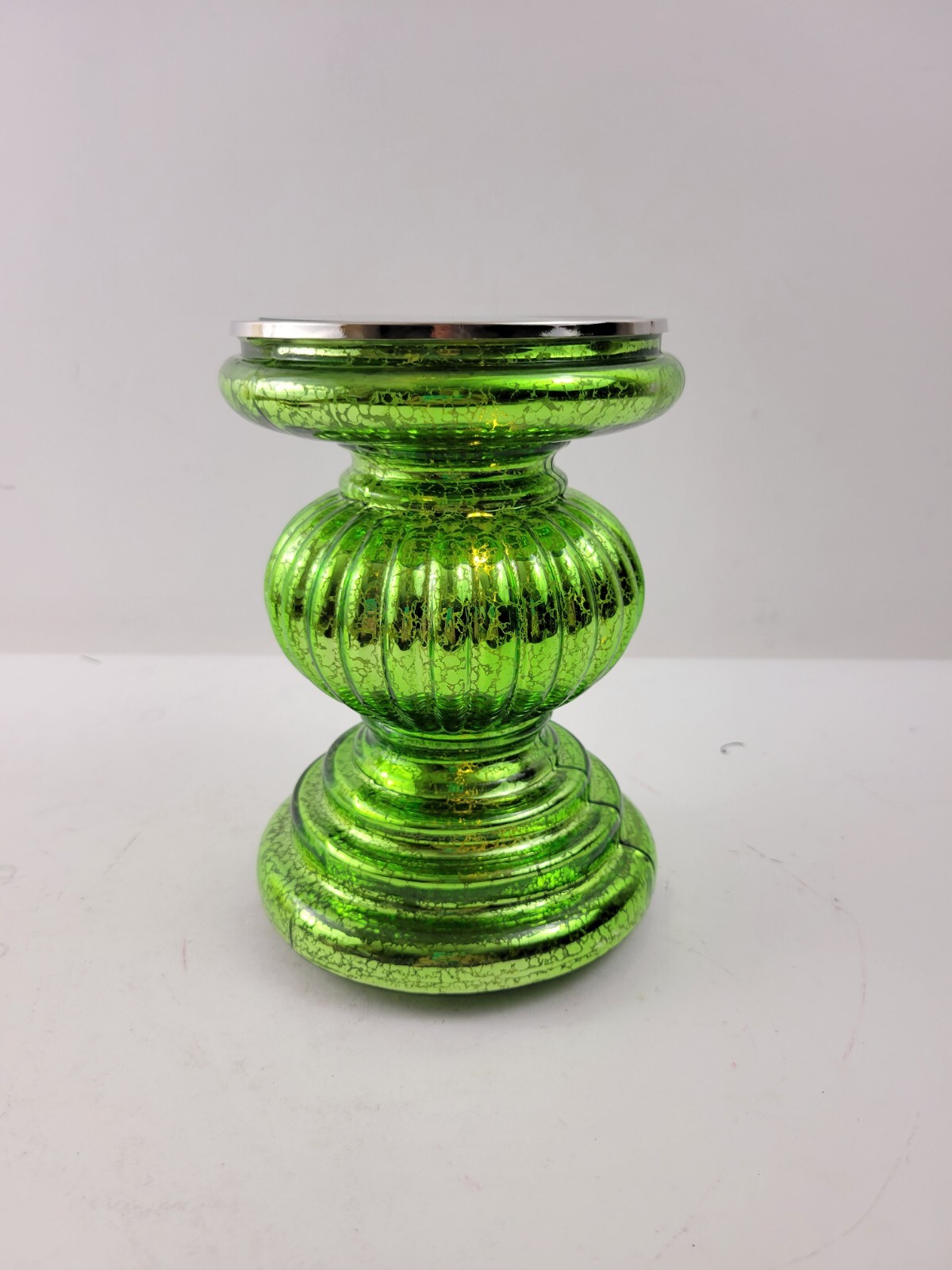 Mercury Glass Pedestal with Mirror Insert Green by Valerie