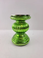 Mercury Glass Pedestal with Mirror Insert Green by Valerie