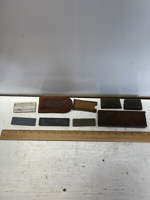 Vintage Sharpening Stones (6) 2 Pocket W/case Smiths, White Groove Stone