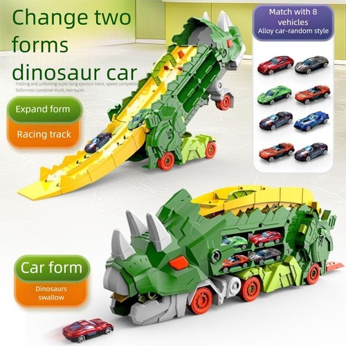 Plastic Dinosaur Transporter Car Deformation Triceratops Truck Toys Kid