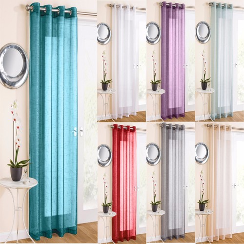 GLITTER SPARKLE EFFECT VOILE NET CURTAIN PANEL EYELET RING TOP READY